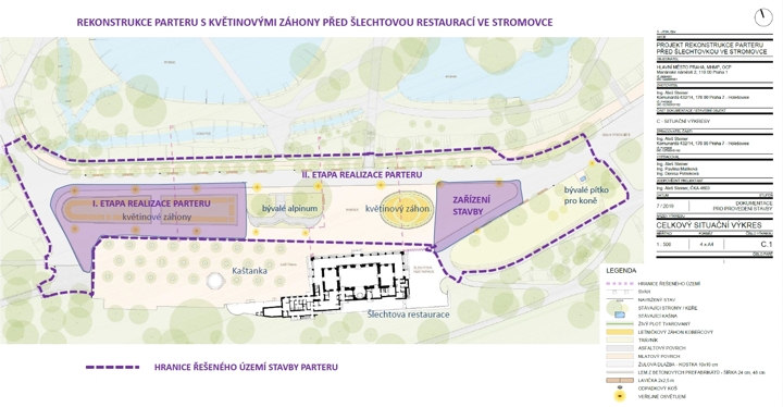 Rekonstrukce parteru před Šlechtovou restaurací ve Stromovce - etapizace, ilustr.obr.